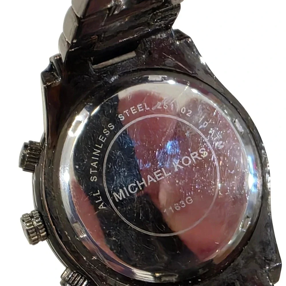 Michael Kors Black Stainless Steel Chronograph Watch MK5163‎ Rhinestone Dial